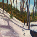 A Winter Hike II,  Oil on canvas,  15 x 30