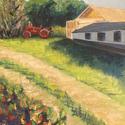 Treat Farm, oil on canvas board,  9 x 12