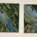 Floating Green and Gold. Oil , 106 x 20